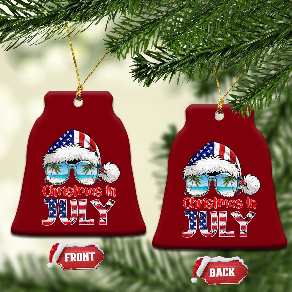 Christmas In July Ceramic Ornament Patriotic USA Sunglasses Graphic