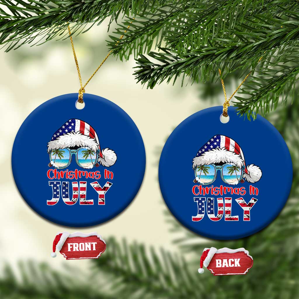 Christmas In July Ceramic Ornament Patriotic USA Sunglasses Graphic
