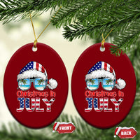 Christmas In July Ceramic Ornament Patriotic USA Sunglasses Graphic