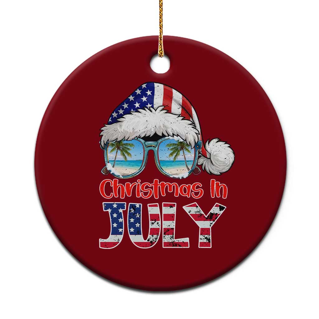 Christmas In July Ceramic Ornament Patriotic USA Sunglasses Graphic