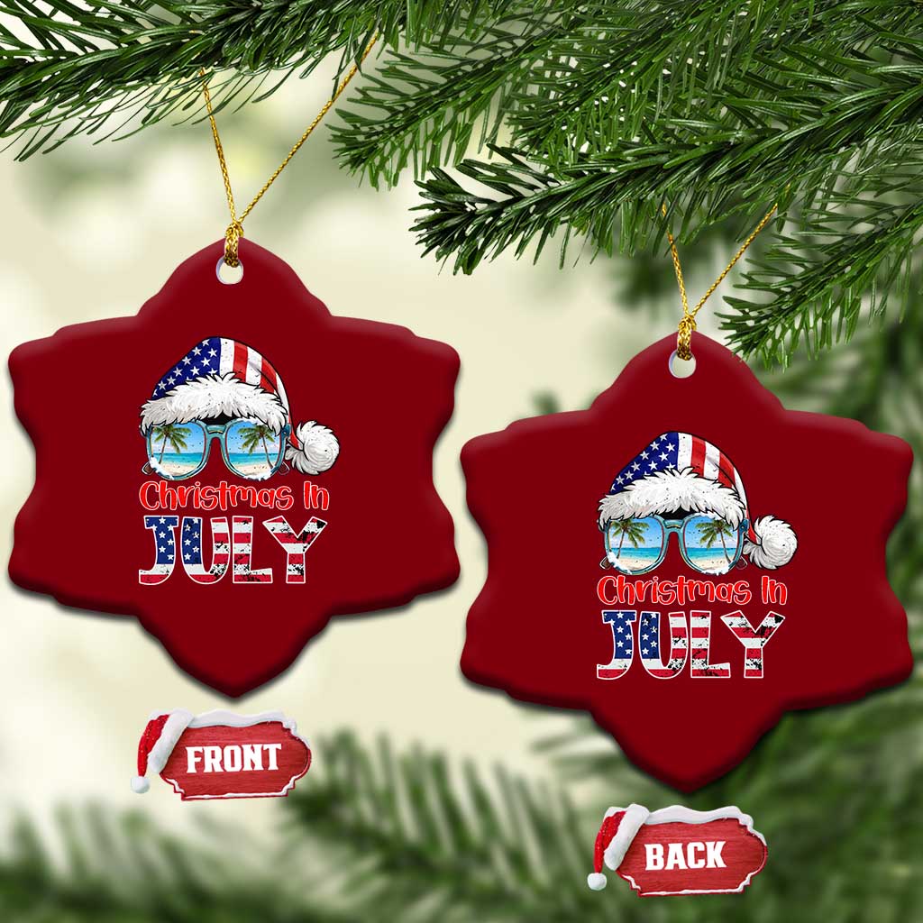 Christmas In July Ceramic Ornament Patriotic USA Sunglasses Graphic