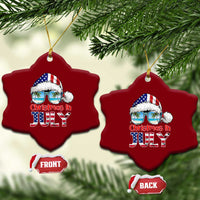 Christmas In July Ceramic Ornament Patriotic USA Sunglasses Graphic