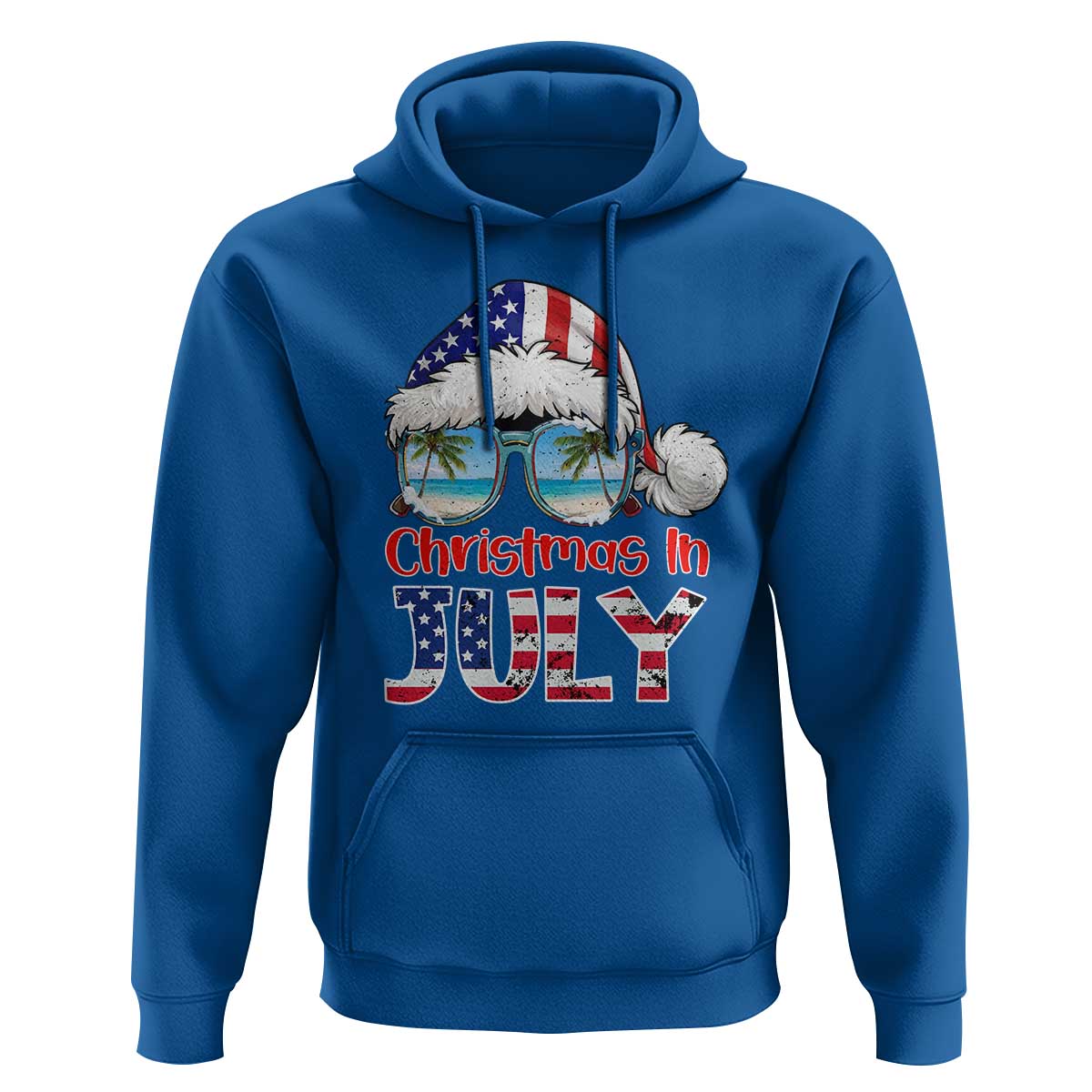 Christmas In July Hoodie Patriotic USA Sunglasses Graphic