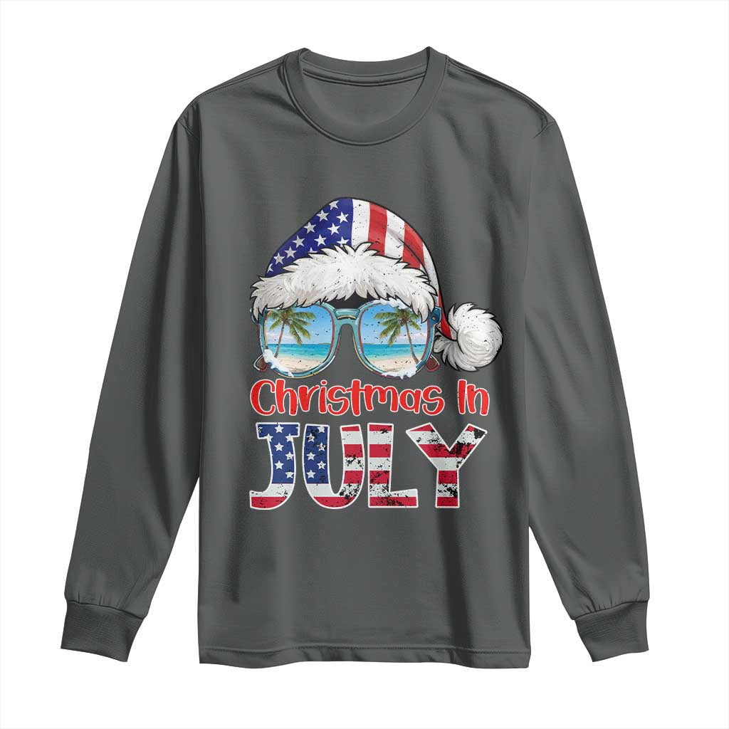 Christmas In July Long Sleeve Shirt Patriotic USA Sunglasses Graphic