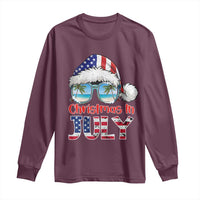 Christmas In July Long Sleeve Shirt Patriotic USA Sunglasses Graphic