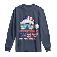 Christmas In July Long Sleeve Shirt Patriotic USA Sunglasses Graphic