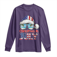 Christmas In July Long Sleeve Shirt Patriotic USA Sunglasses Graphic