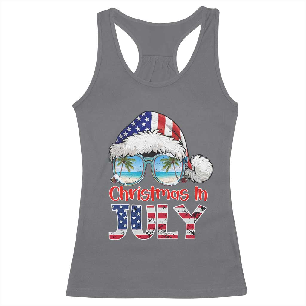Christmas In July Racerback Tank Top Patriotic USA Sunglasses Graphic