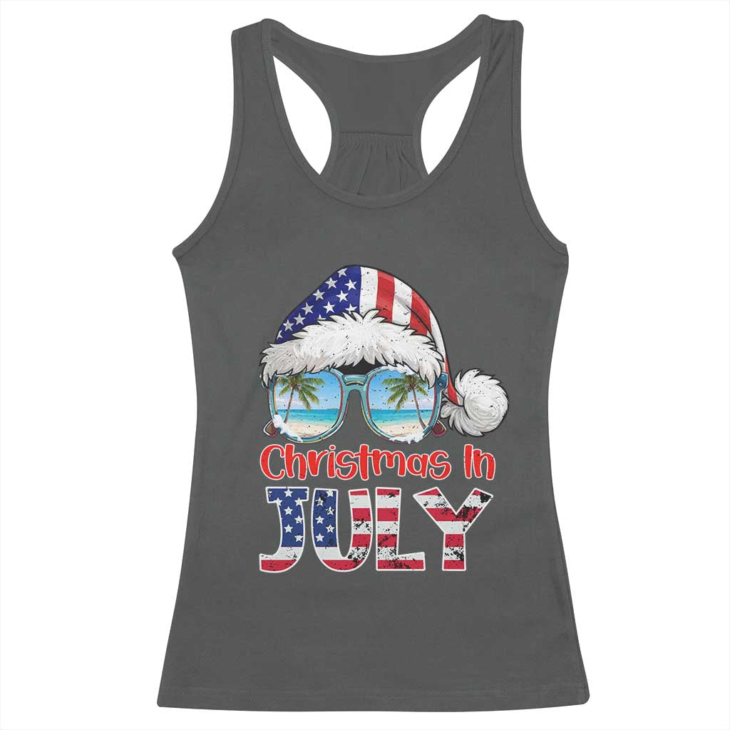 Christmas In July Racerback Tank Top Patriotic USA Sunglasses Graphic