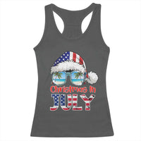 Christmas In July Racerback Tank Top Patriotic USA Sunglasses Graphic