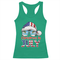 Christmas In July Racerback Tank Top Patriotic USA Sunglasses Graphic