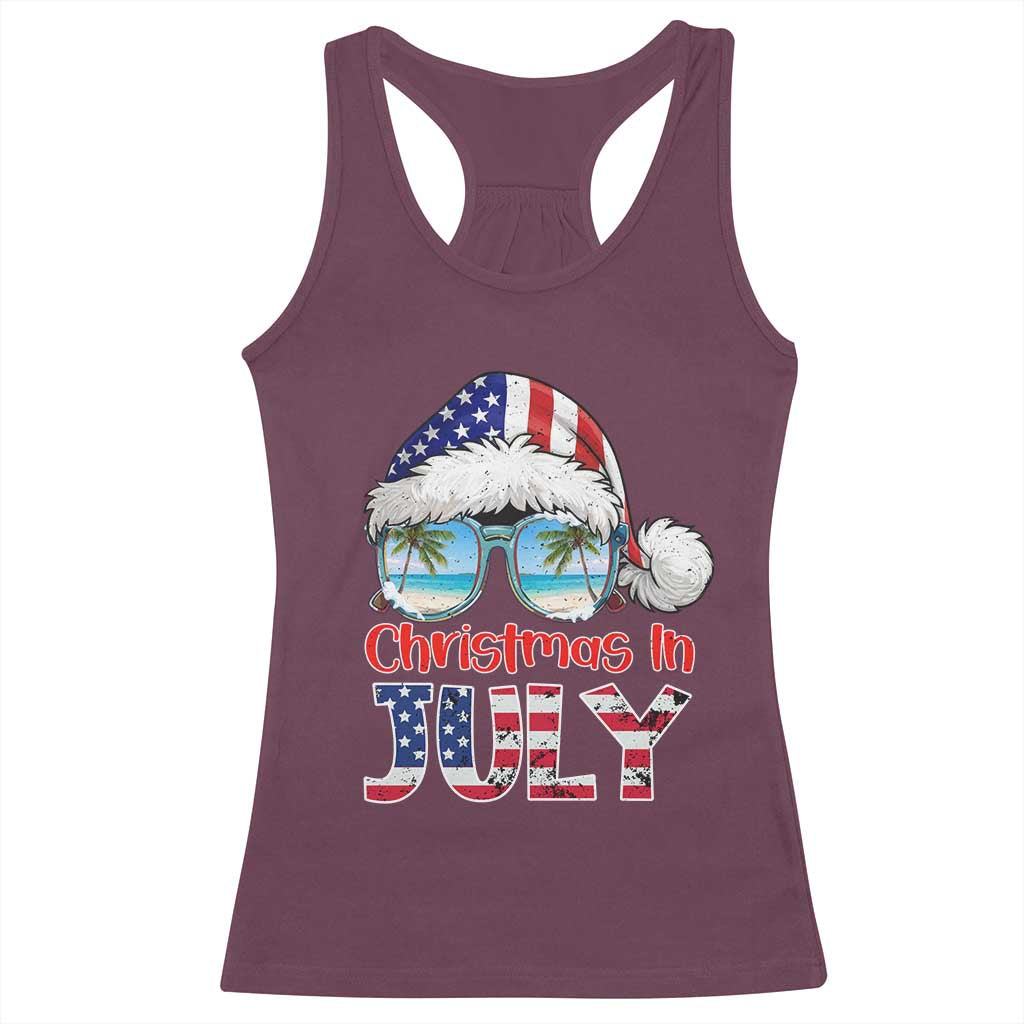 Christmas In July Racerback Tank Top Patriotic USA Sunglasses Graphic