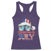Christmas In July Racerback Tank Top Patriotic USA Sunglasses Graphic