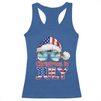 Christmas In July Racerback Tank Top Patriotic USA Sunglasses Graphic