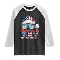 Christmas In July Raglan Shirt Patriotic USA Sunglasses Graphic
