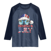 Christmas In July Raglan Shirt Patriotic USA Sunglasses Graphic