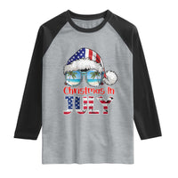 Christmas In July Raglan Shirt Patriotic USA Sunglasses Graphic