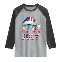 Christmas In July Raglan Shirt Patriotic USA Sunglasses Graphic