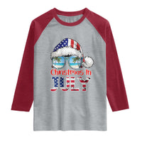Christmas In July Raglan Shirt Patriotic USA Sunglasses Graphic