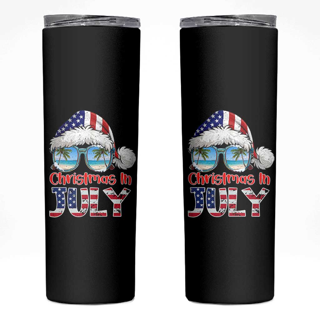 Christmas In July Skinny Tumbler Patriotic USA Sunglasses Graphic