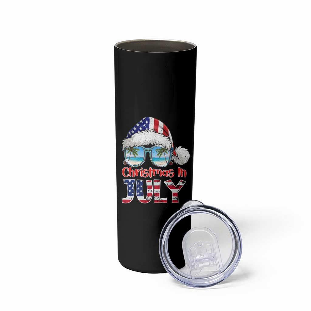 Christmas In July Skinny Tumbler Patriotic USA Sunglasses Graphic