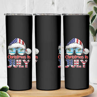 Christmas In July Skinny Tumbler Patriotic USA Sunglasses Graphic