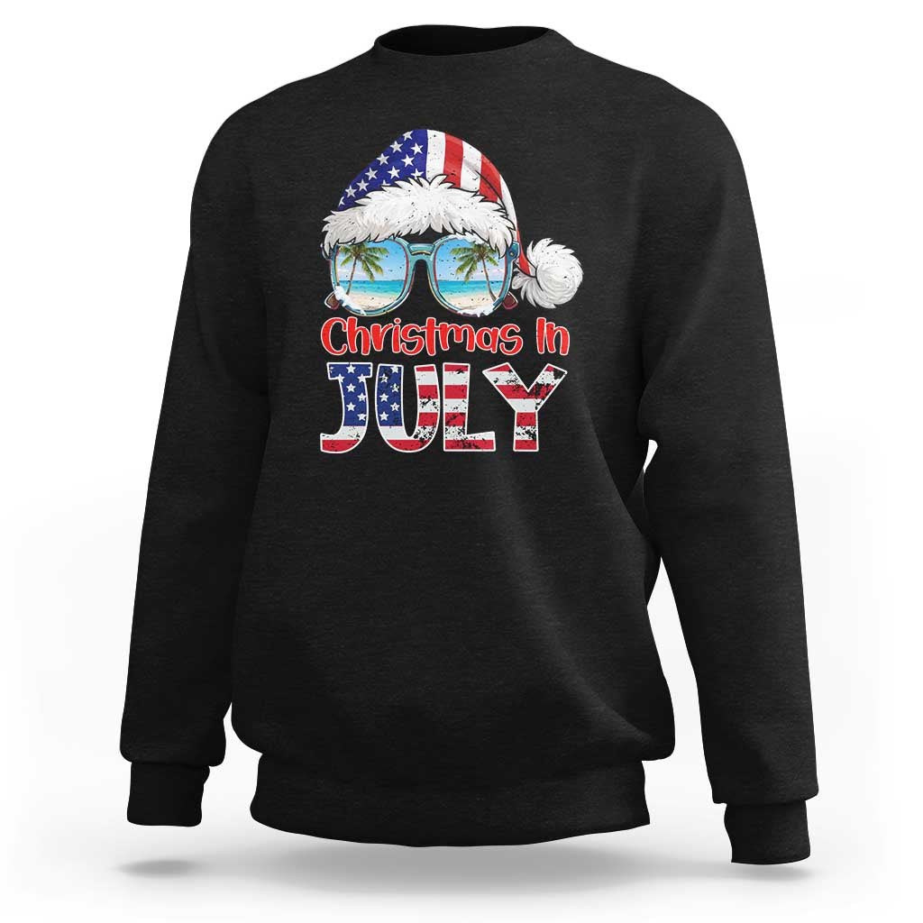 Christmas In July Sweatshirt Patriotic USA Sunglasses Graphic