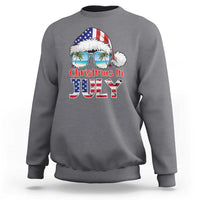 Christmas In July Sweatshirt Patriotic USA Sunglasses Graphic