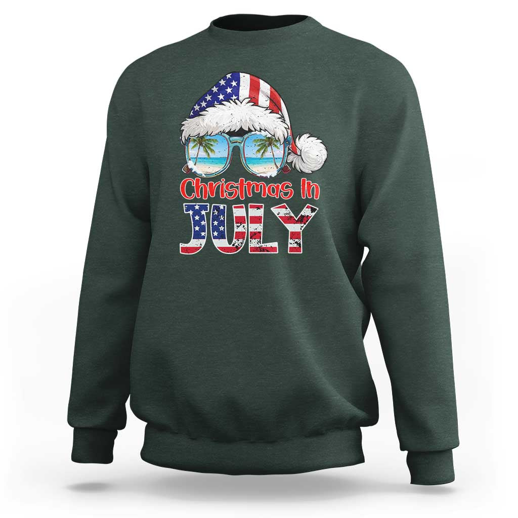 Christmas In July Sweatshirt Patriotic USA Sunglasses Graphic
