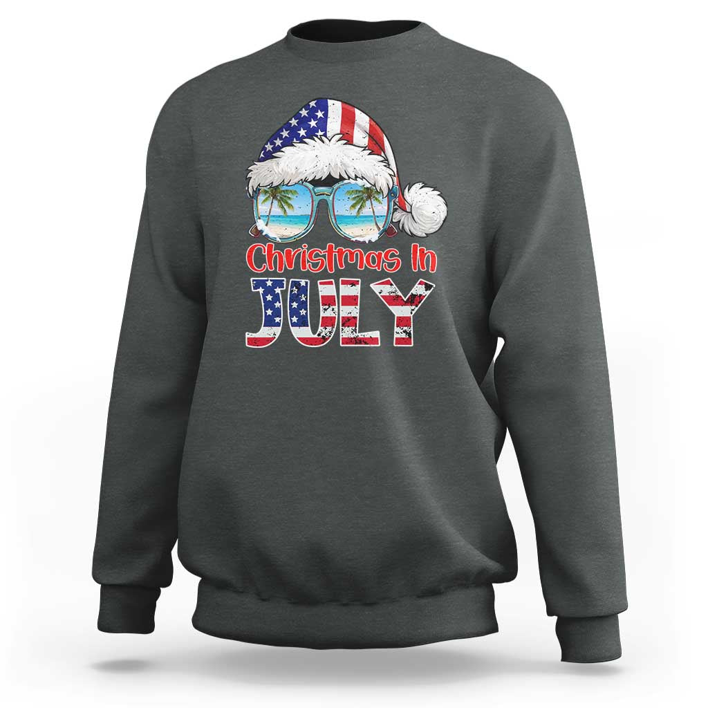 Christmas In July Sweatshirt Patriotic USA Sunglasses Graphic