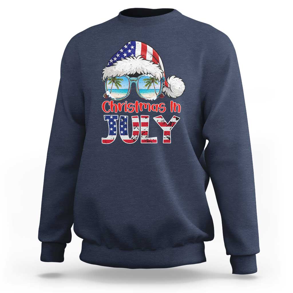 Christmas In July Sweatshirt Patriotic USA Sunglasses Graphic