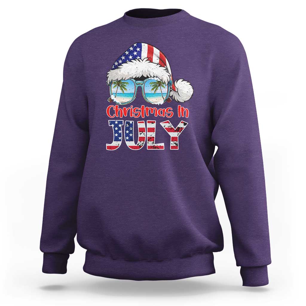 Christmas In July Sweatshirt Patriotic USA Sunglasses Graphic