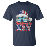 Christmas In July T Shirt Patriotic USA Sunglasses Graphic
