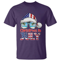 Christmas In July T Shirt Patriotic USA Sunglasses Graphic