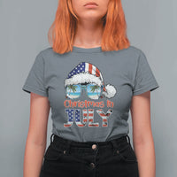 Christmas In July T Shirt For Women Patriotic USA Sunglasses Graphic