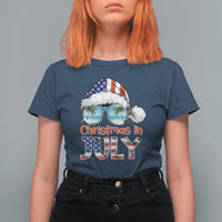Christmas In July T Shirt For Women Patriotic USA Sunglasses Graphic