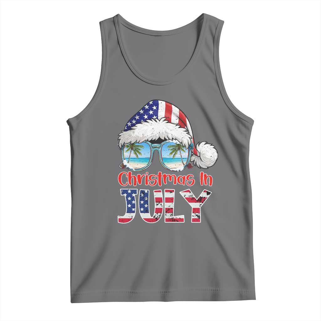 Christmas In July Tank Top Patriotic USA Sunglasses Graphic