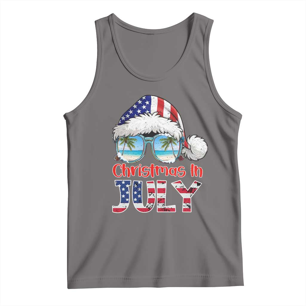 Christmas In July Tank Top Patriotic USA Sunglasses Graphic