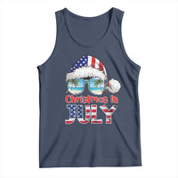 Christmas In July Tank Top Patriotic USA Sunglasses Graphic