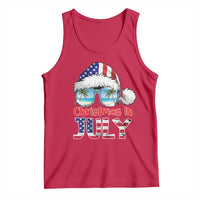 Christmas In July Tank Top Patriotic USA Sunglasses Graphic
