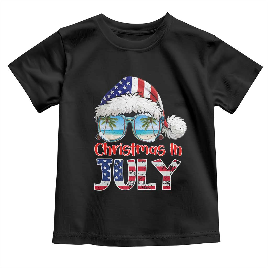 Christmas In July Toddler T Shirt Patriotic USA Sunglasses Graphic