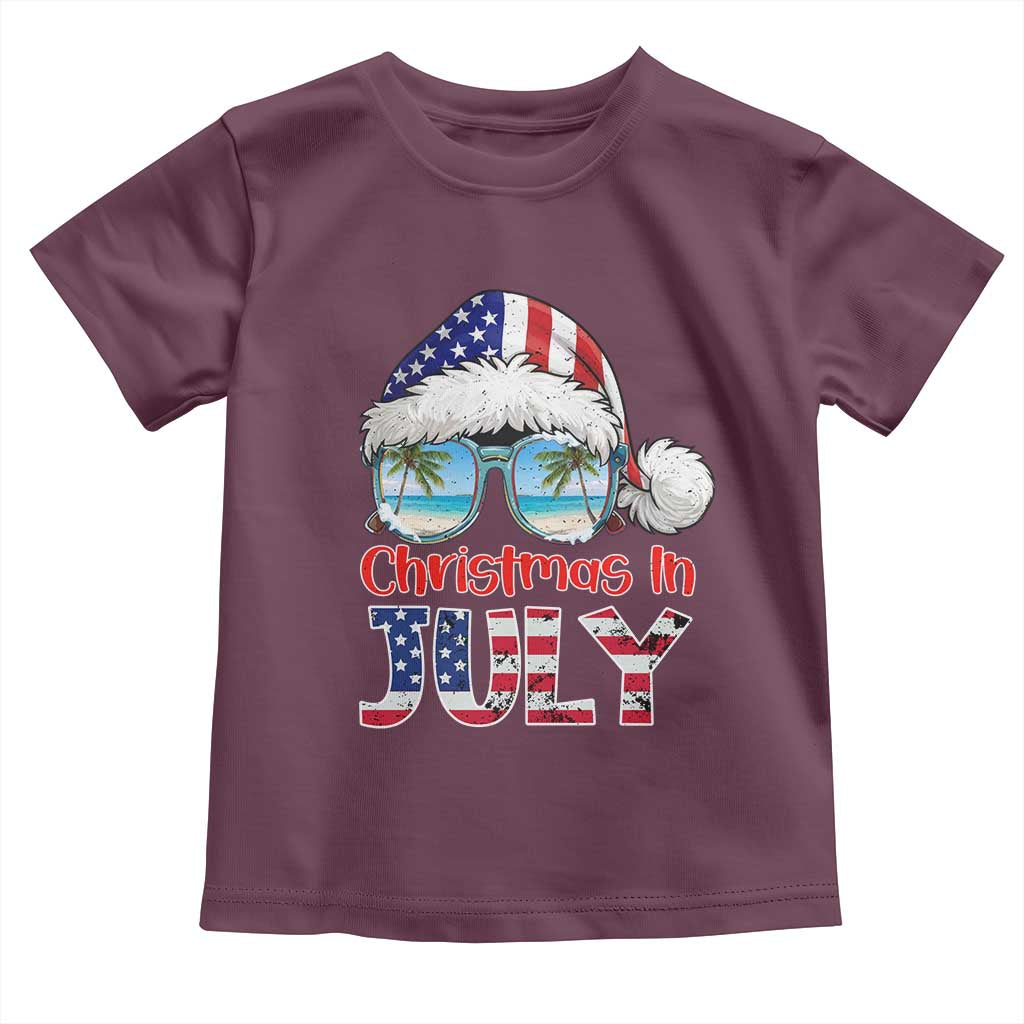Christmas In July Toddler T Shirt Patriotic USA Sunglasses Graphic