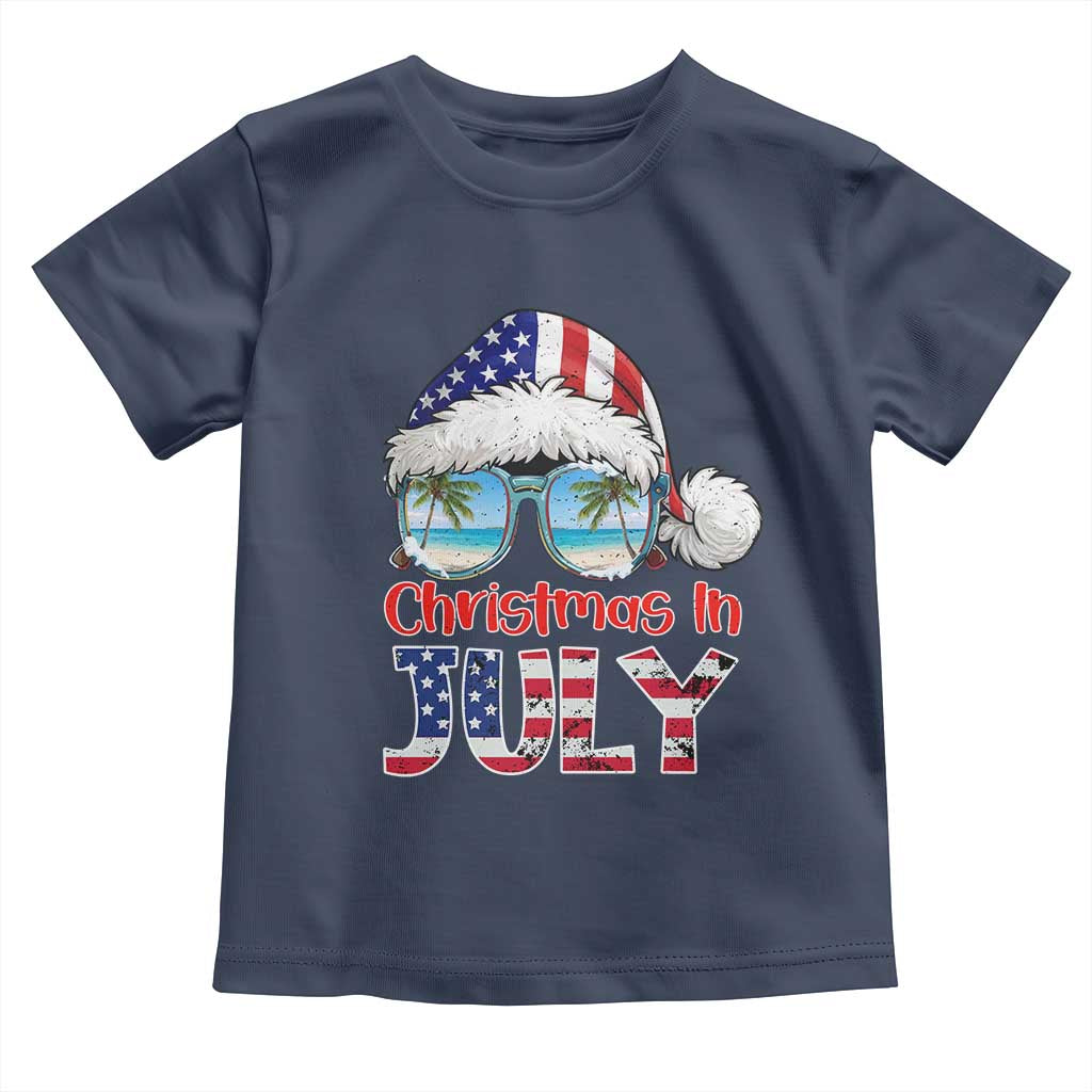 Christmas In July Toddler T Shirt Patriotic USA Sunglasses Graphic