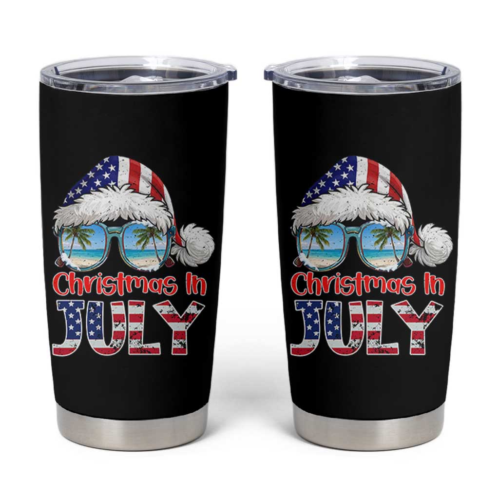 Christmas In July Tumbler Cup Patriotic USA Sunglasses Graphic