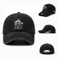 Christmas In July Washed Cotton Baseball Cap Patriotic USA Sunglasses Graphic