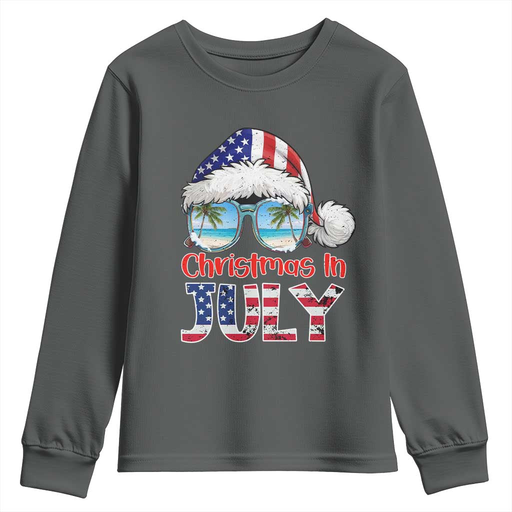 Christmas In July Youth Sweatshirt Patriotic USA Sunglasses Graphic