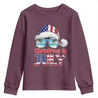 Christmas In July Youth Sweatshirt Patriotic USA Sunglasses Graphic