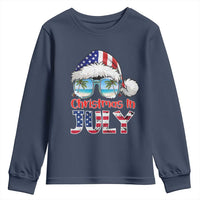Christmas In July Youth Sweatshirt Patriotic USA Sunglasses Graphic