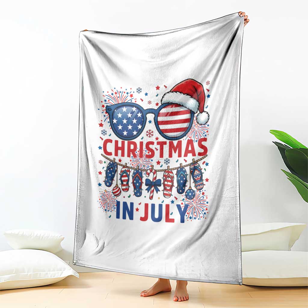 Patriotic USA Sunglasses Christmas In July Graphic Throw Blanket