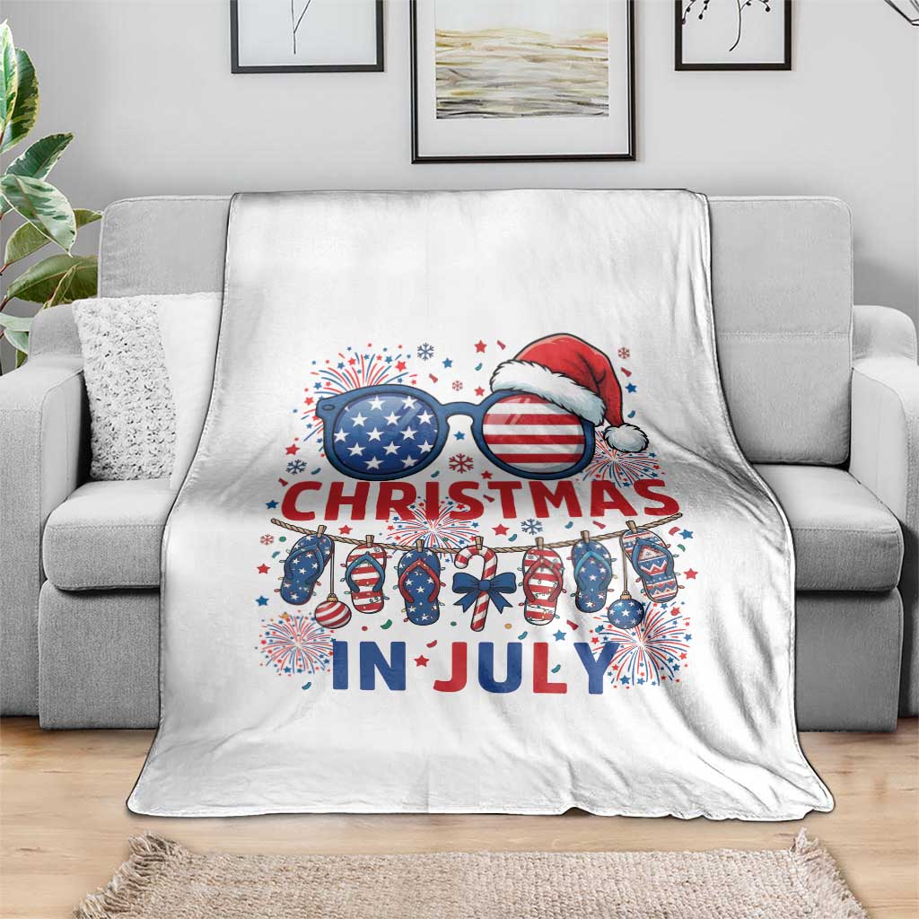 Patriotic USA Sunglasses Christmas In July Graphic Throw Blanket